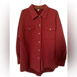 Sunny Leigh Quilted Shacket Size L Maroon Soft Fall Coverage Cozy